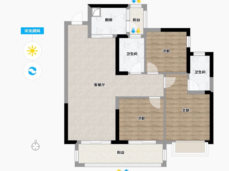 广西壮族自治区-梧州市-裕达十里江湾-85.88-户型库-采光通风