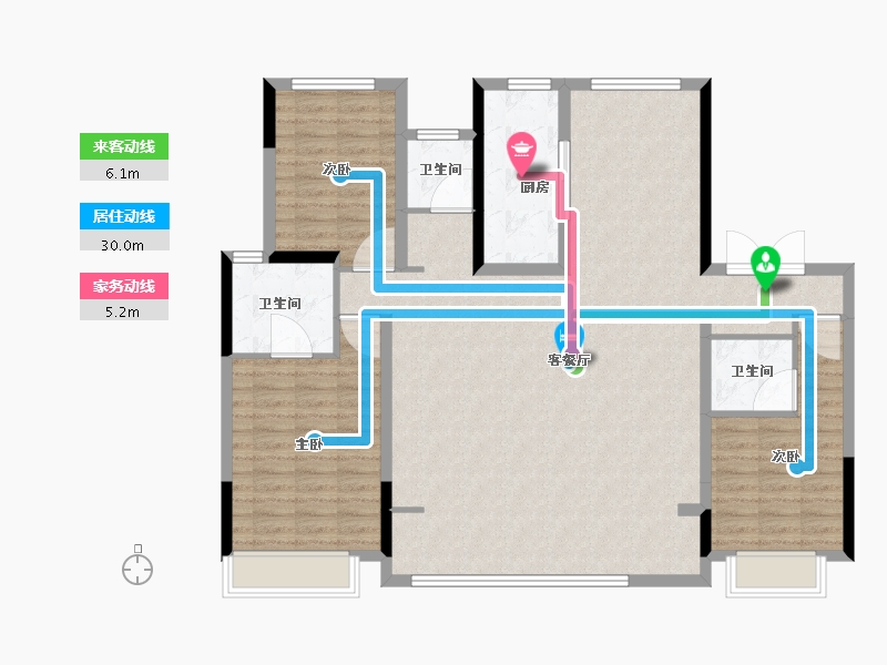 山东省-青岛市-宝佳雲湖甲第-126.41-户型库-动静线