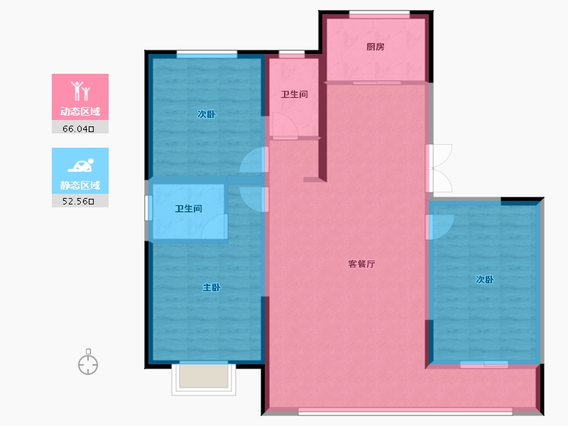 内蒙古自治区-鄂尔多斯市-宜佳金樽府-107.35-户型库-动静分区