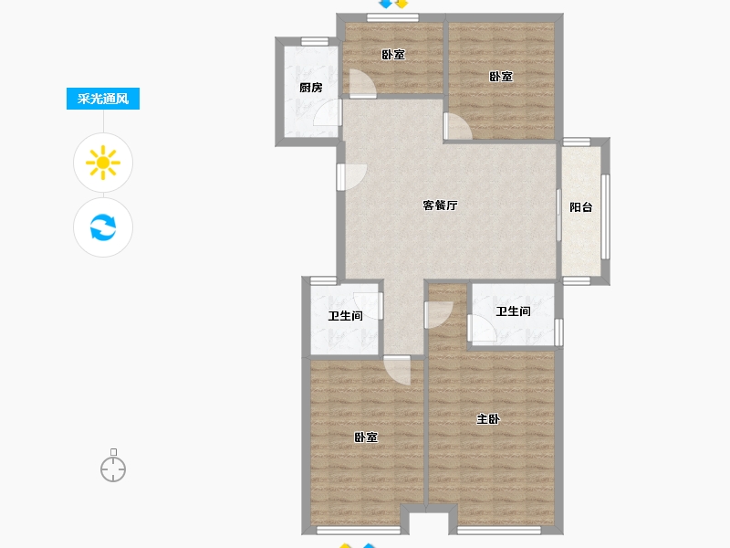 河南省-郑州市-中原华曦府-111.80-户型库-采光通风