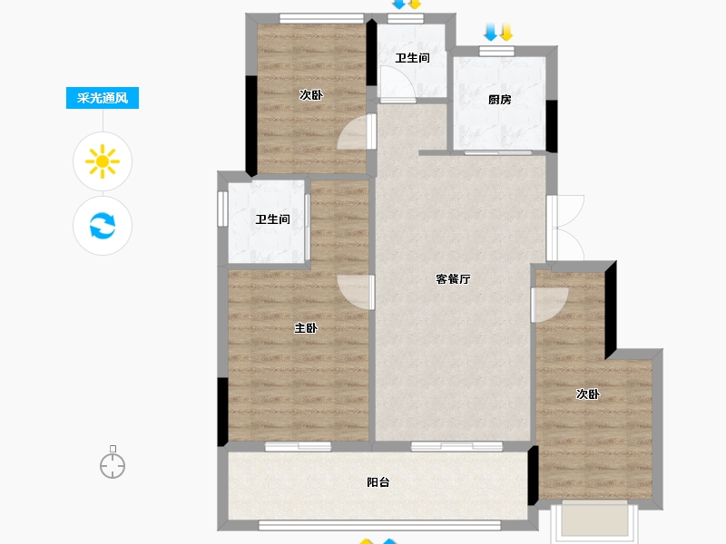 浙江省-温州市-瑞安凤起潮鸣-87.20-户型库-采光通风