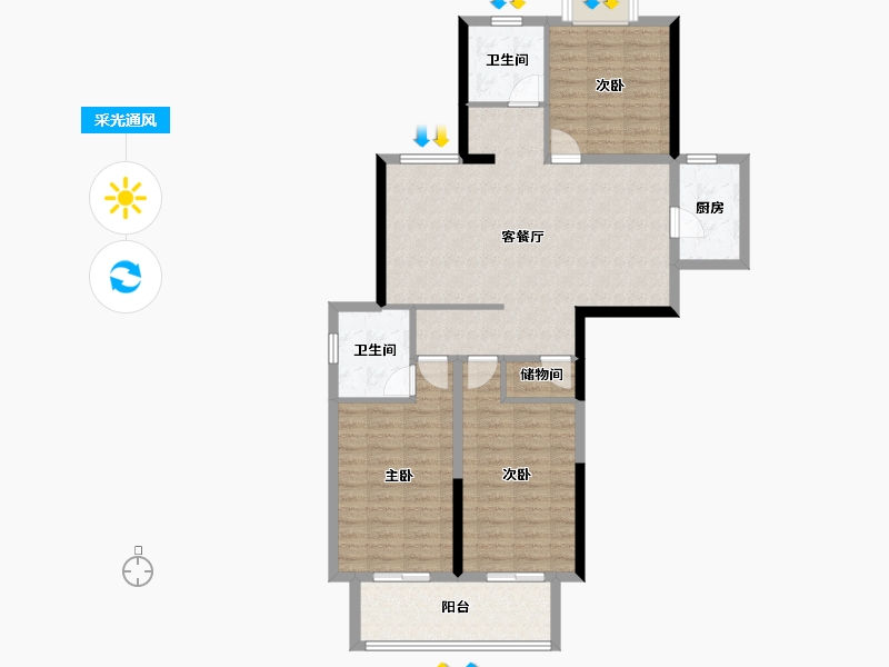 江苏省-镇江市-云腾国际-118.40-户型库-采光通风