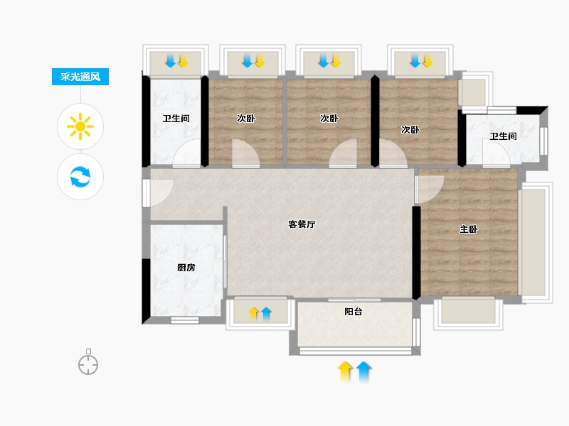 广东省-深圳市-珑门壹品-80.80-户型库-采光通风