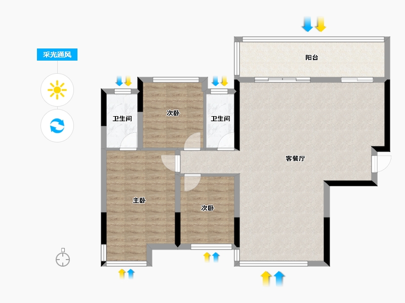 广西壮族自治区-桂林市-绿涛悦景台-101.68-户型库-采光通风