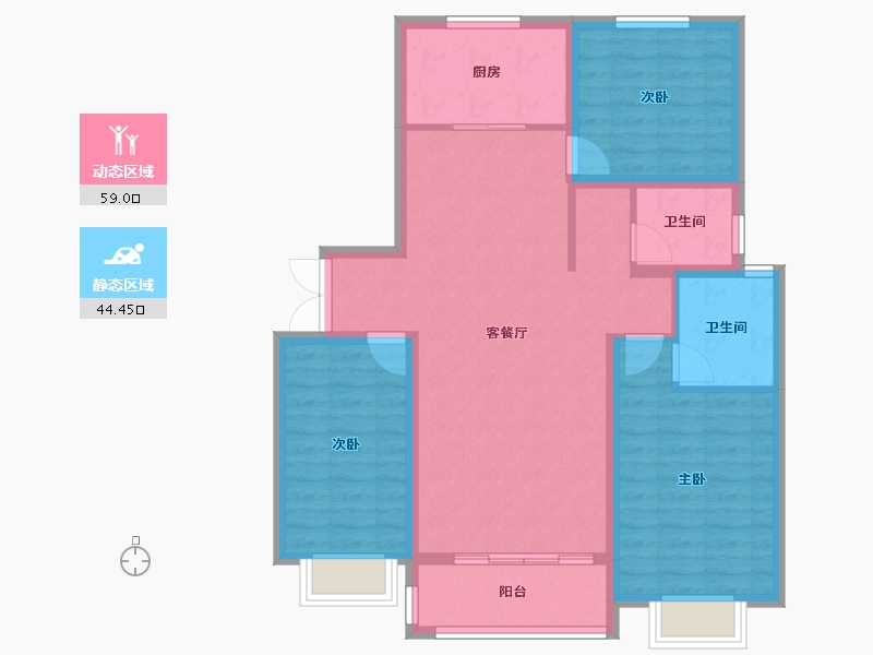 山西省-临汾市-翼城·棕榈墅-92.85-户型库-动静分区