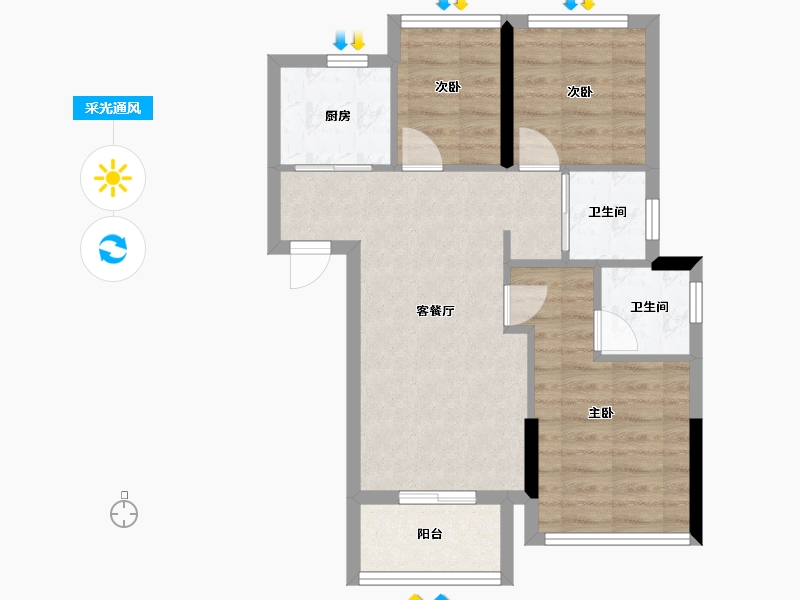 福建省-福州市-左海望麓-59.20-户型库-采光通风