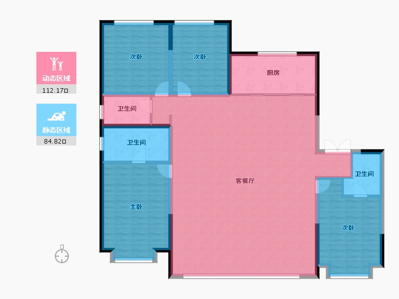 内蒙古自治区-鄂尔多斯市-宜佳金樽府-181.99-户型库-动静分区