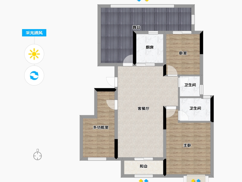 陕西省-西安市-白鹿春晓-102.95-户型库-采光通风