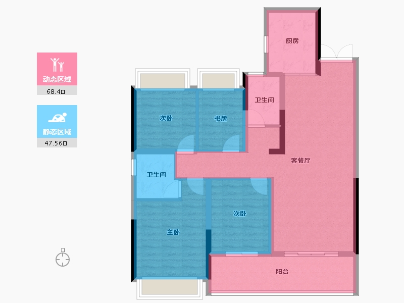 江苏省-常州市-绿城江南里江南潮鸣-104.00-户型库-动静分区