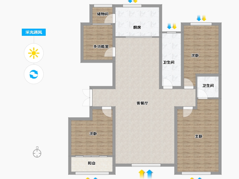 山东省-潍坊市-九龙山翠雨园-150.40-户型库-采光通风