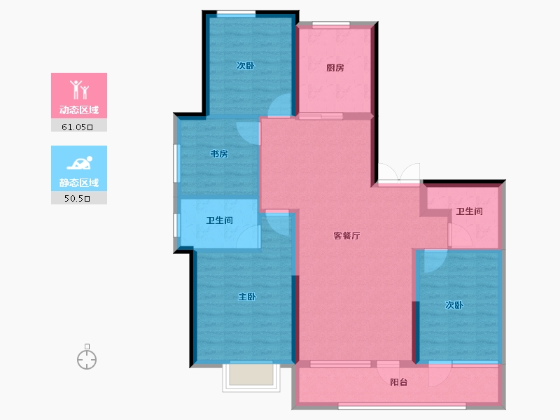 山东省-青岛市-远洋繁花里-99.75-户型库-动静分区