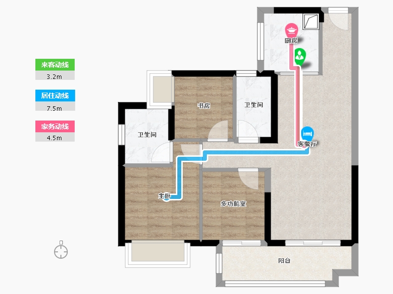 广东省-广州市-旭辉光屿南方-70.40-户型库-动静线