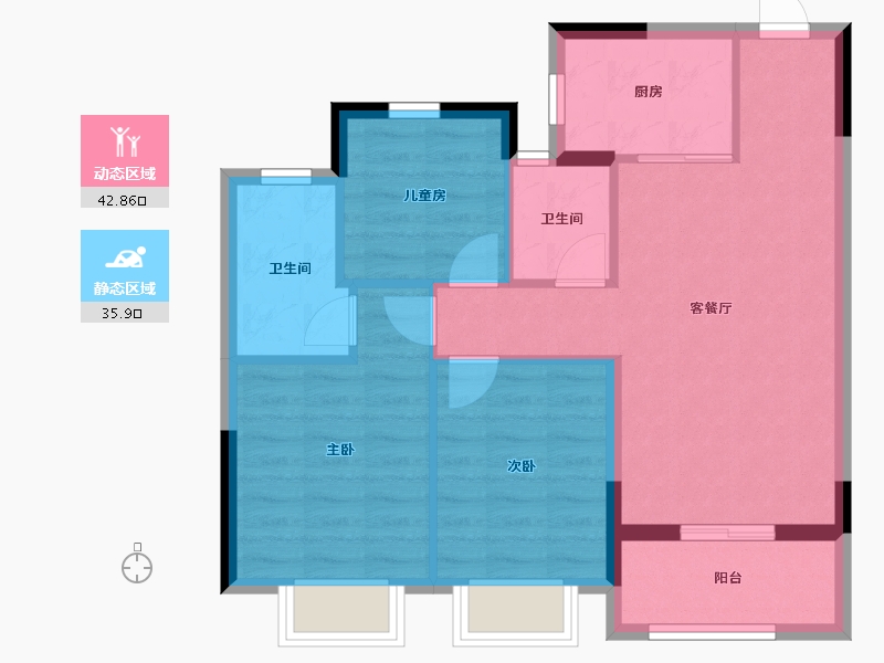 浙江省-杭州市-菲郦雅院-70.59-户型库-动静分区