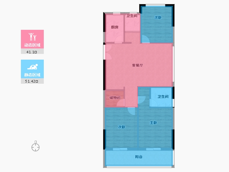 浙江省-温州市-亿龙栖月湖-84.00-户型库-动静分区