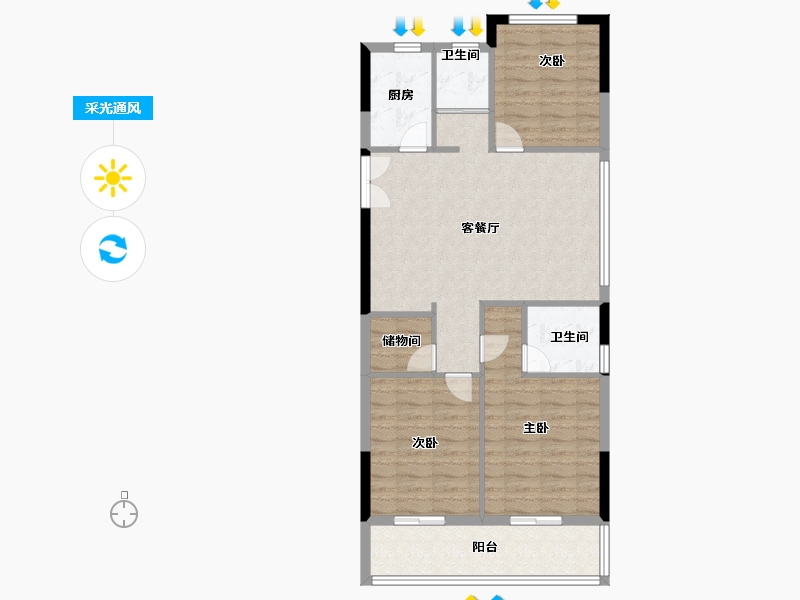 浙江省-温州市-亿龙栖月湖-84.00-户型库-采光通风