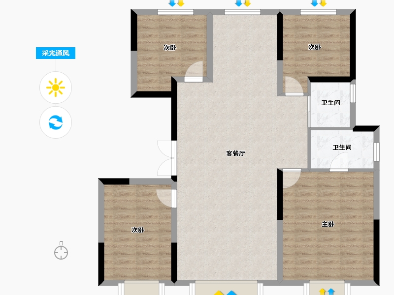 新疆维吾尔自治区-乌鲁木齐市-雅山璟庐-104.46-户型库-采光通风