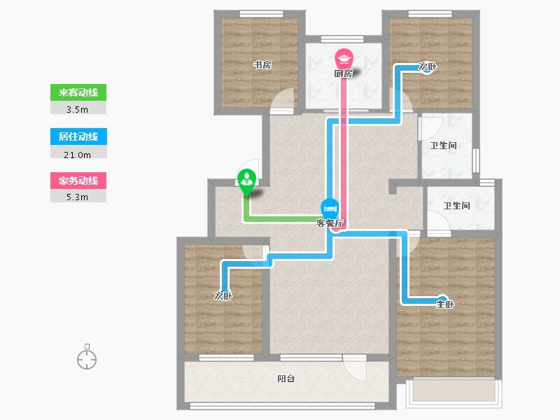 山东省-潍坊市-绿城·桂语朝阳-108.80-户型库-动静线