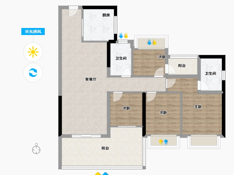 广东省-广州市-中国铁建花语上城-96.00-户型库-采光通风