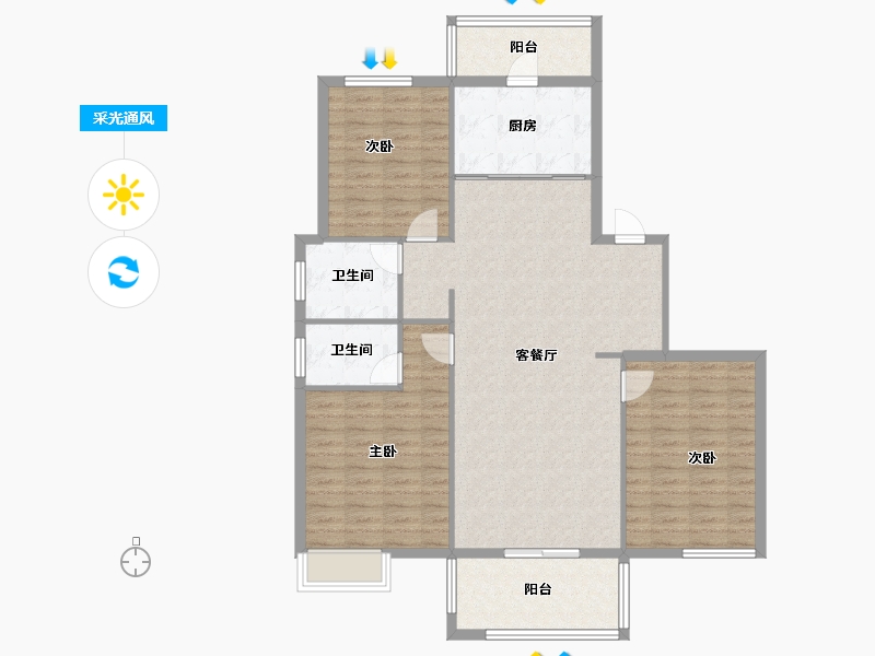 江苏省-宿迁市-宇业东方红郡-118.00-户型库-采光通风