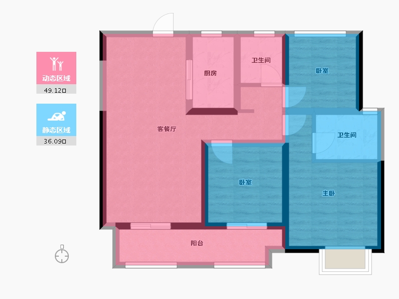 陕西省-西安市-金地中央公园-88.52-户型库-动静分区