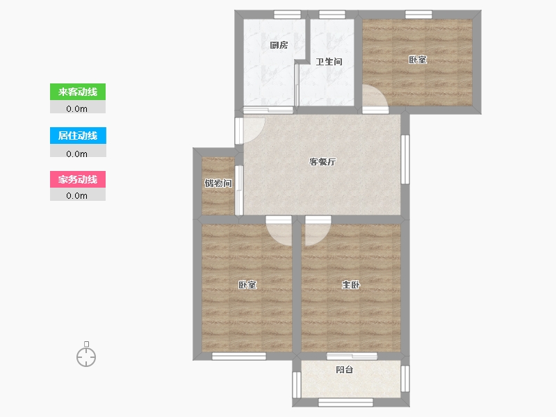 浙江省-杭州市-三塘南村-70.00-户型库-动静线