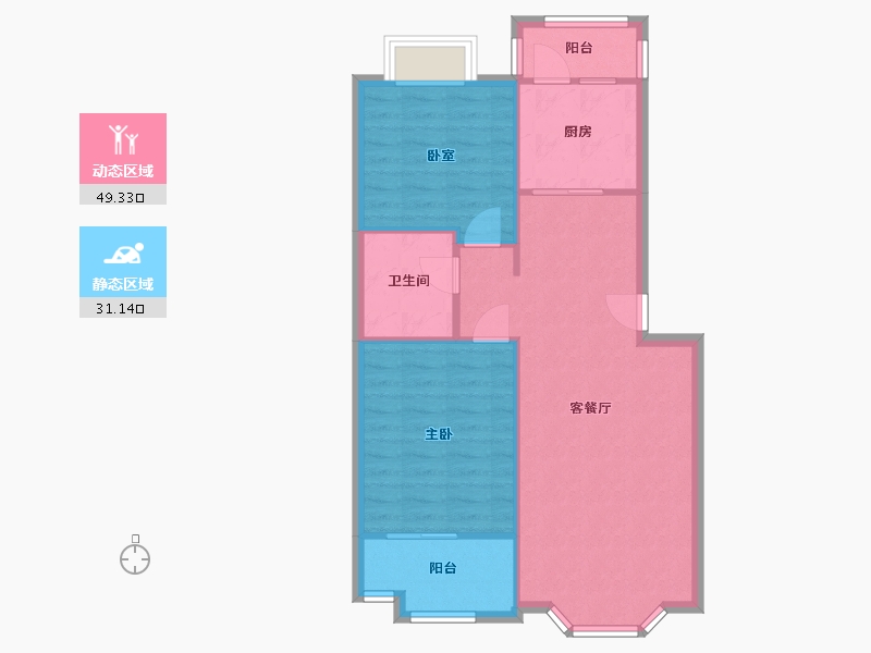 北京-北京市-芳源里丙-82.00-户型库-动静分区