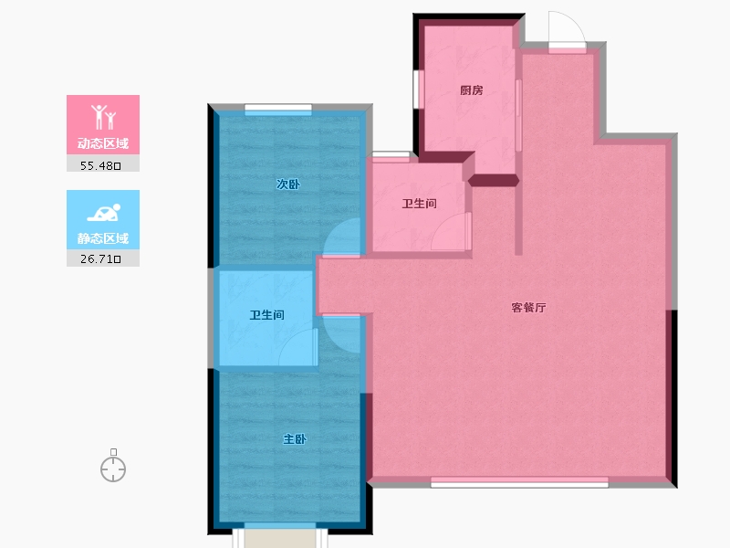 内蒙古自治区-包头市-吾悦桃李郡-79.83-户型库-动静分区