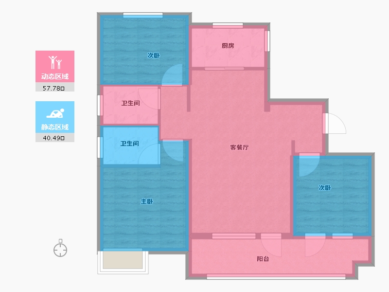 山东省-青岛市-天泰山海印象-87.81-户型库-动静分区