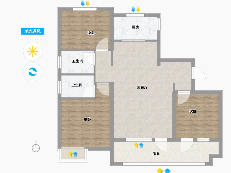 山东省-青岛市-天泰山海印象-87.81-户型库-采光通风