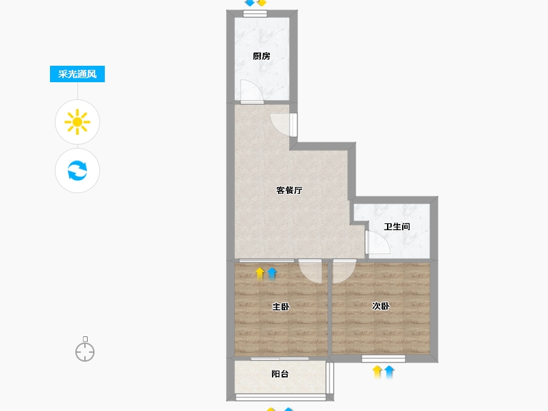 山东省-青岛市-元顺和苑-54.32-户型库-采光通风