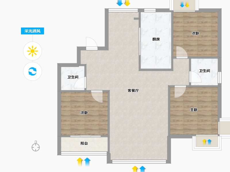 山东省-烟台市-海天雅筑-99.20-户型库-采光通风