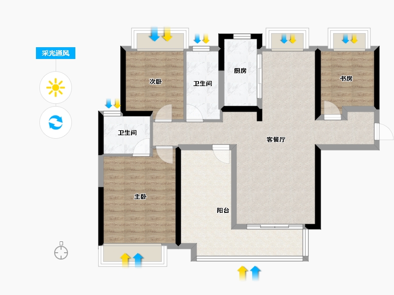 湖南省-长沙市-融创会展上东区-96.00-户型库-采光通风