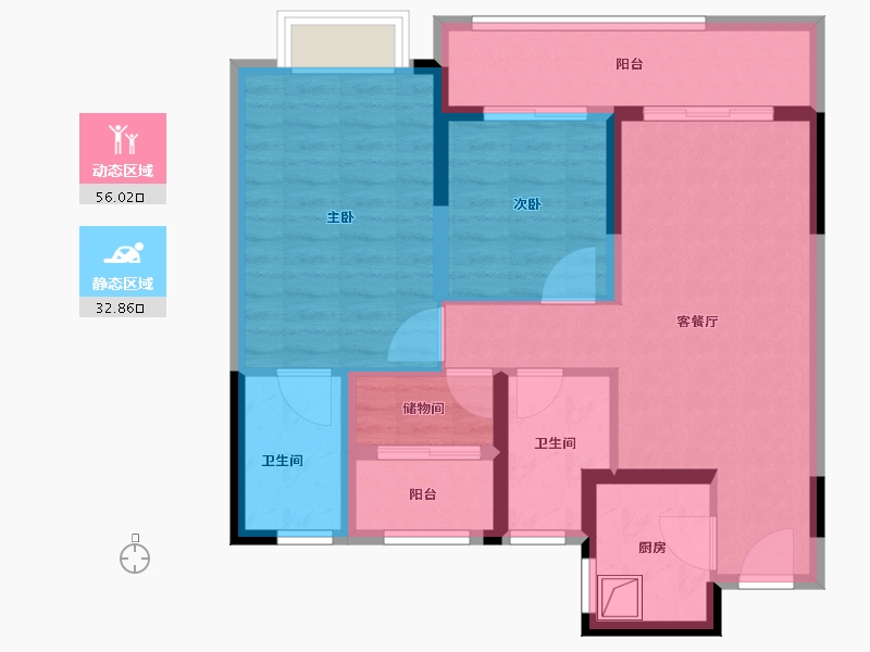 江苏省-苏州市-云影逸品-78.40-户型库-动静分区