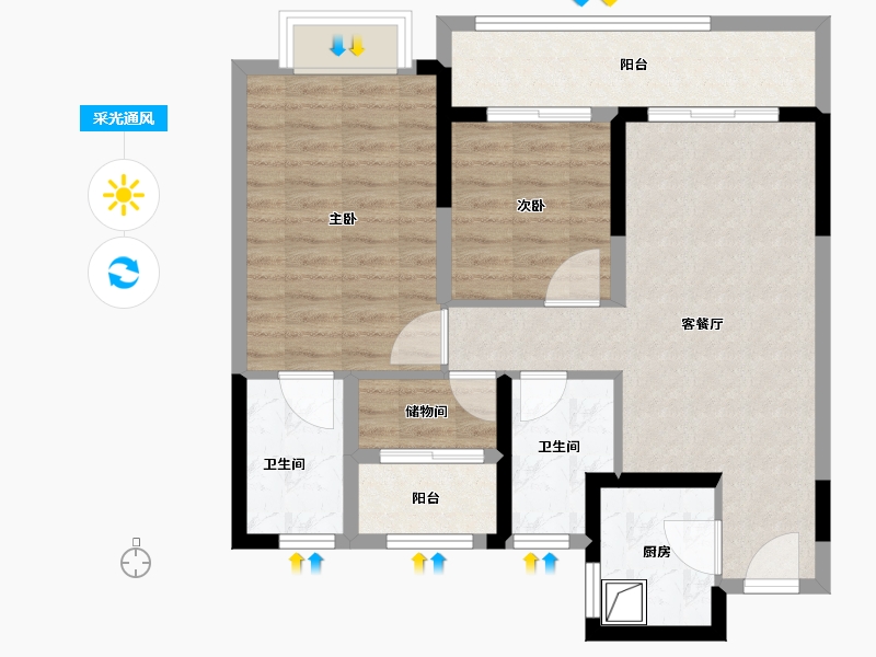 江苏省-苏州市-云影逸品-78.40-户型库-采光通风