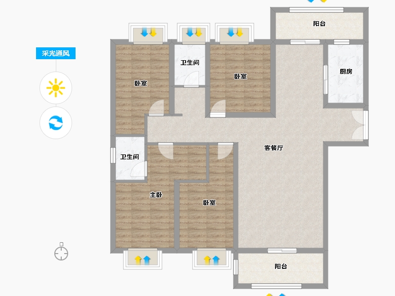 福建省-泉州市-凤林小区二期-127.50-户型库-采光通风