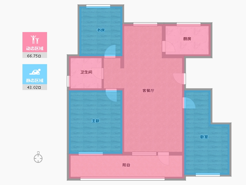 新疆维吾尔自治区-克拉玛依市-朗润家园-107.09-户型库-动静分区