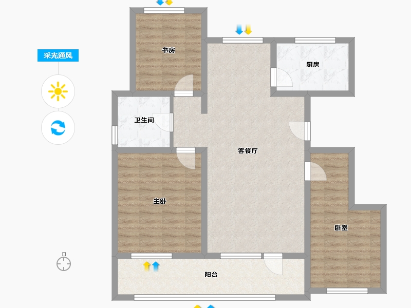 新疆维吾尔自治区-克拉玛依市-朗润家园-107.09-户型库-采光通风