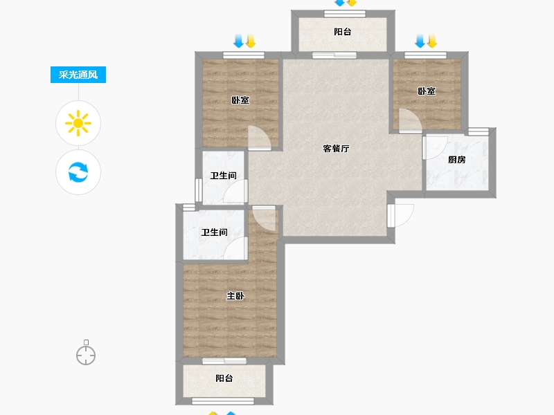 湖北省-武汉市-康卓新城-80.00-户型库-采光通风