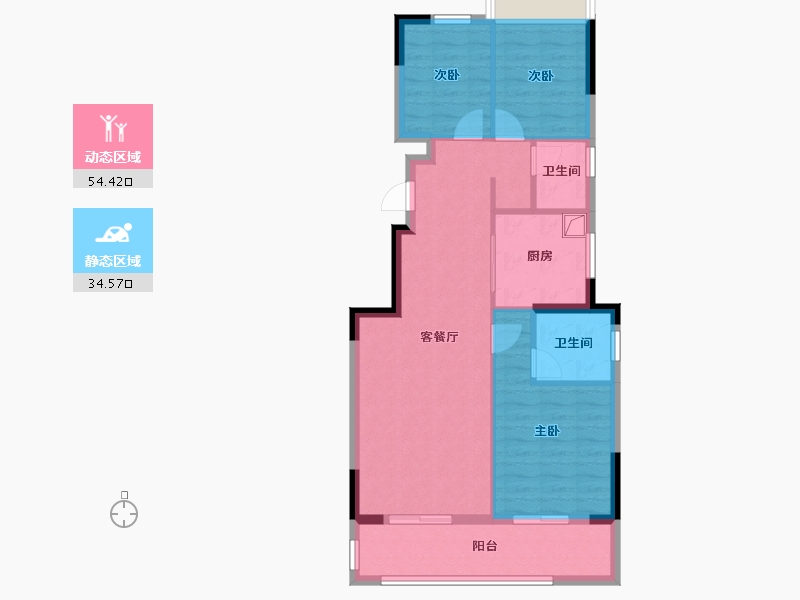 江苏省-泰州市-清华北苑-82.40-户型库-动静分区