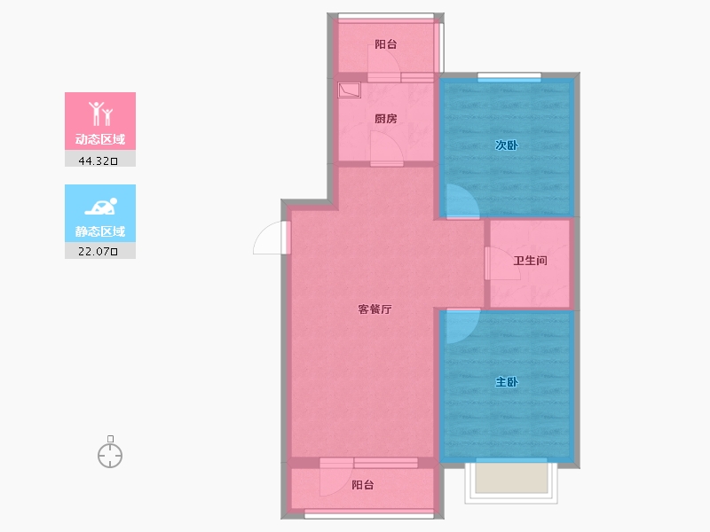 河北省-唐山市-唐林尚品-69.60-户型库-动静分区