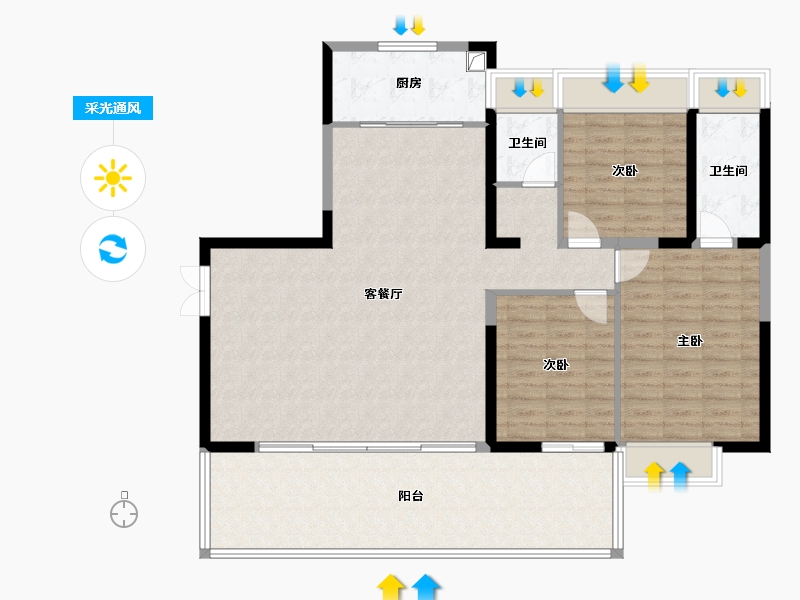 云南省-西双版纳傣族自治州-沙河小镇水岸华庭-119.00-户型库-采光通风