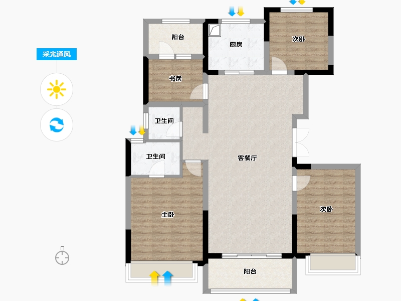 陕西省-西安市-世园林语-120.00-户型库-采光通风