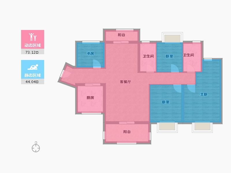 广东省-惠州市-华润曦江润府-二期-108.80-户型库-动静分区