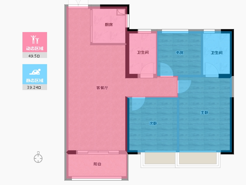 浙江省-温州市-鹿屿华庭-80.00-户型库-动静分区