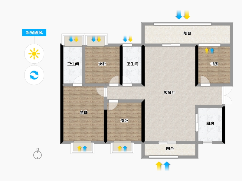 广东省-云浮市-吾悦华府-141.00-户型库-采光通风