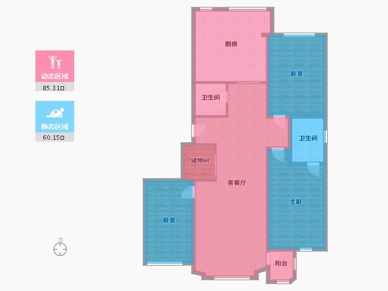 辽宁省-沈阳市-圣康家园-150.00-户型库-动静分区