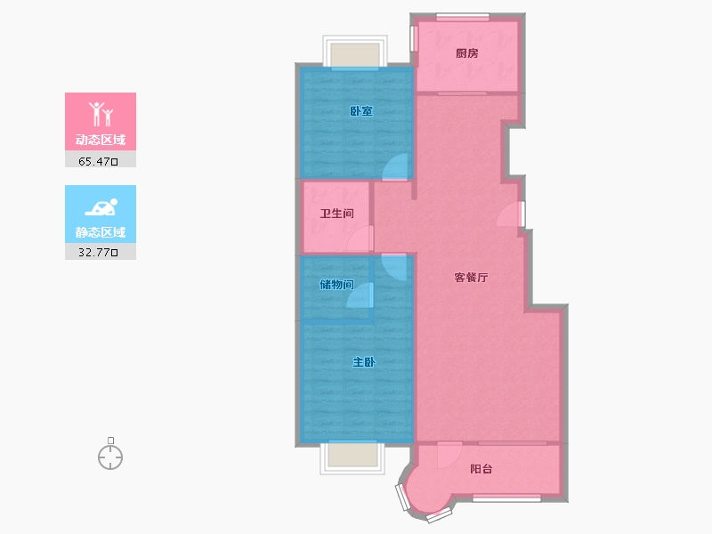 山东省-青岛市-瑞麟公馆-91.78-户型库-动静分区