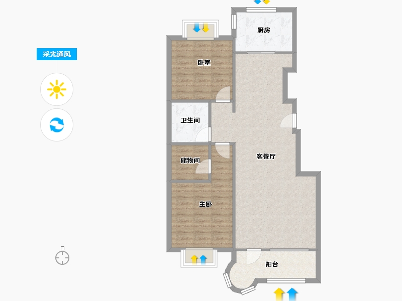 山东省-青岛市-瑞麟公馆-91.78-户型库-采光通风