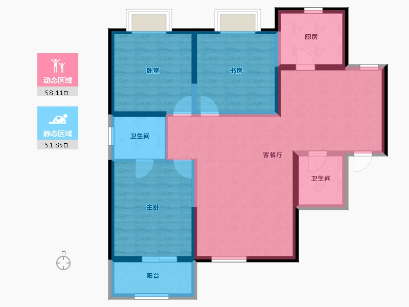 陕西省-西安市-紫云府-104.80-户型库-动静分区