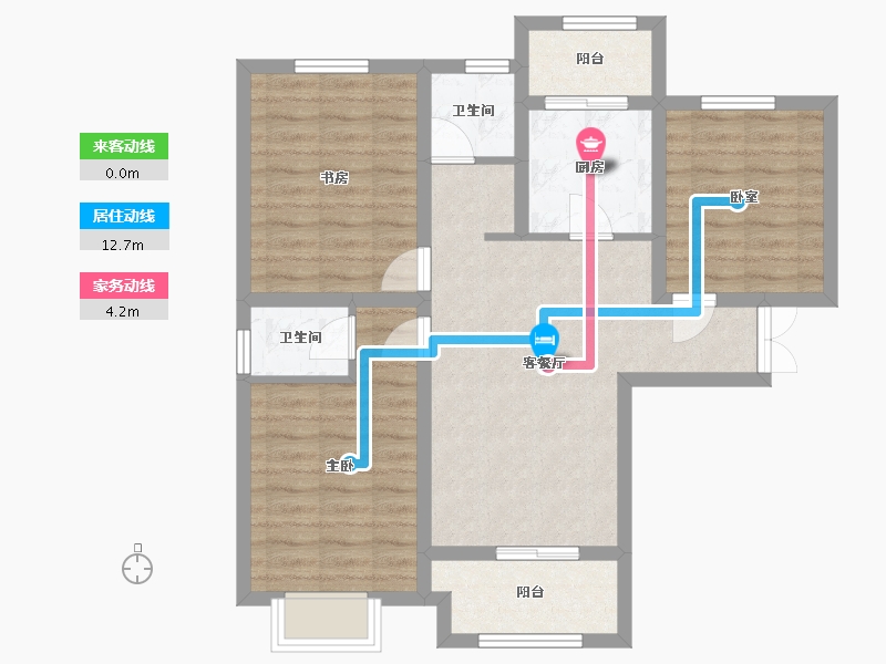 陕西省-西安市-瑞和大唐府邸-88.36-户型库-动静线